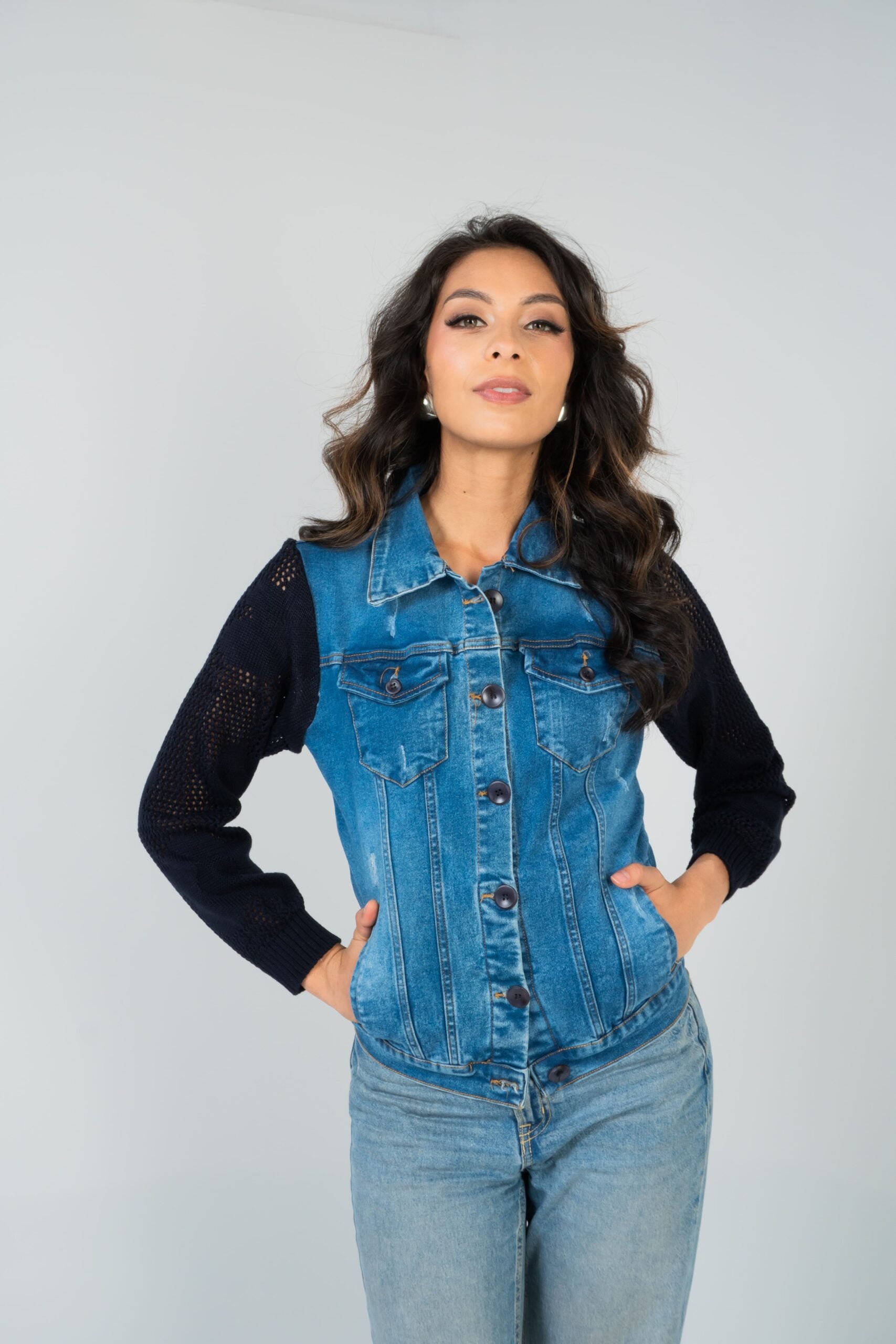 CHAQUETA DENIM+TEJIDO 1358