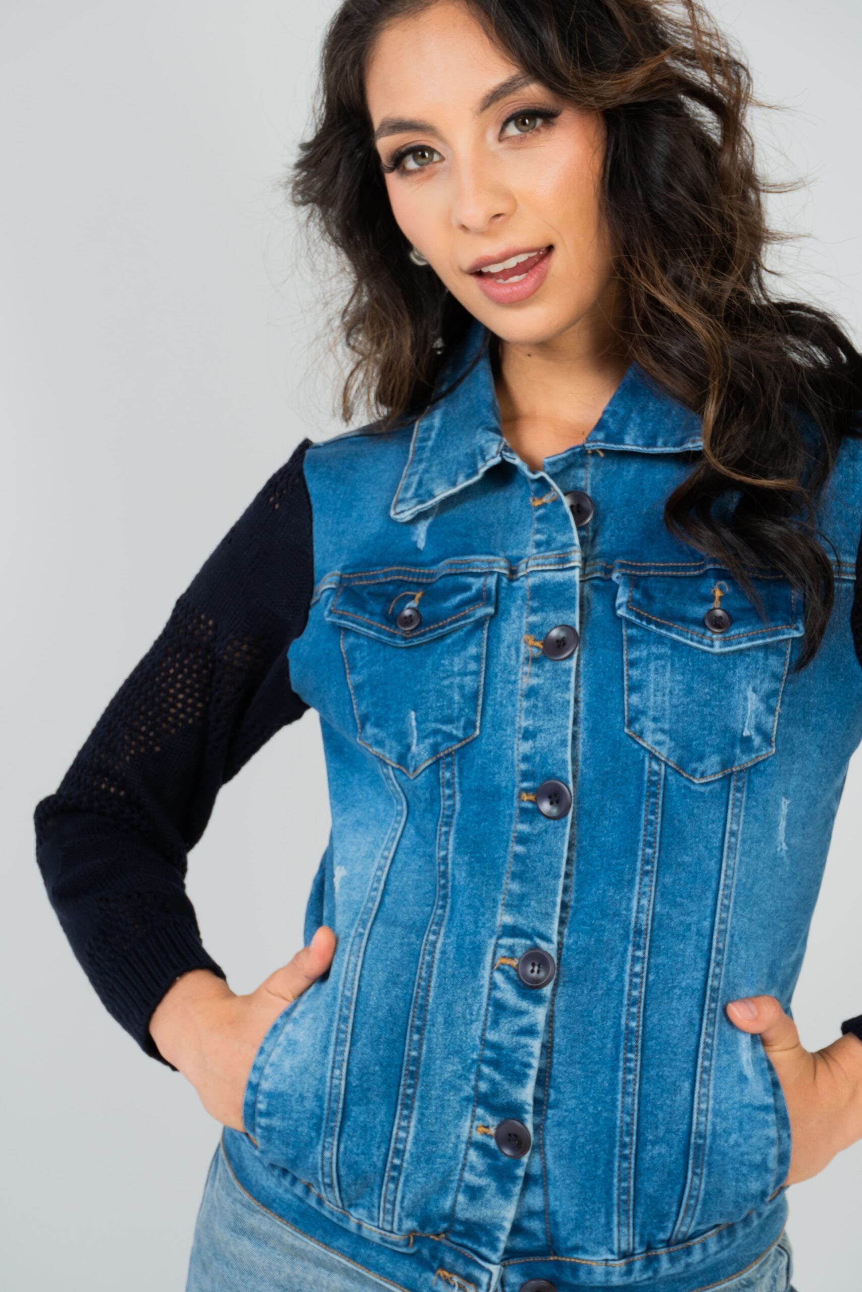 CHAQUETA DENIM+TEJIDO 1358